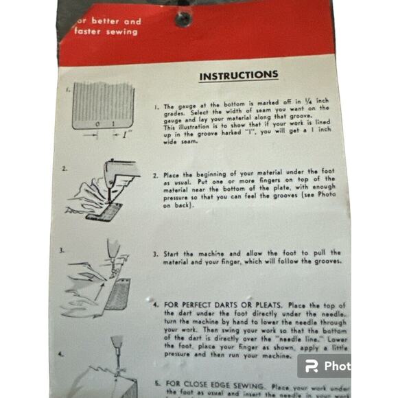 Dritz Sew Strate Green Plastic Sewing Guide VTG 1957 Instructions Pleats Darts - Picture 2 of 5